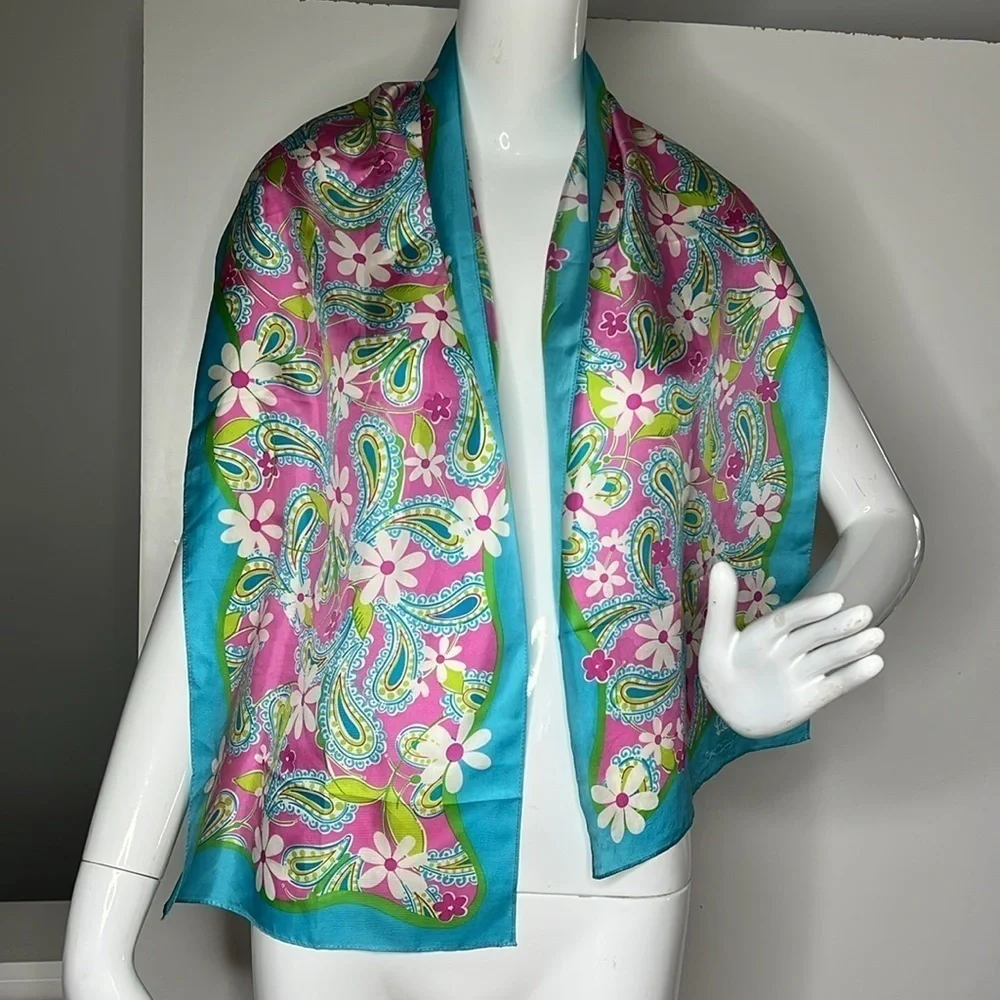 Lilly Pulitzer 100% Silk 2004 Made for Ford 56” x 13” Scarf - Perfect Condition